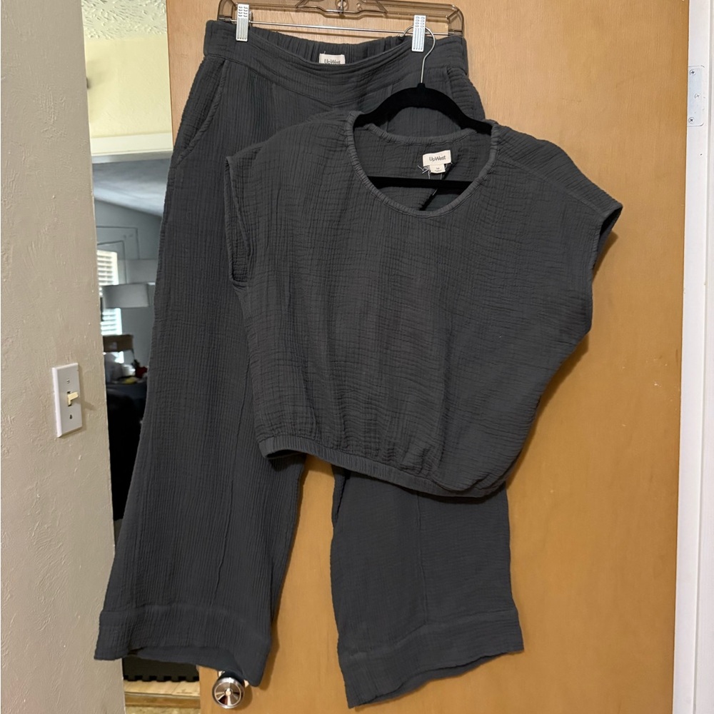 UpWest brand Charcoal Wide Leg Pants & Top Set